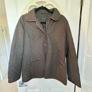 Ralph Lauren Quilted Green Jacket Leather details